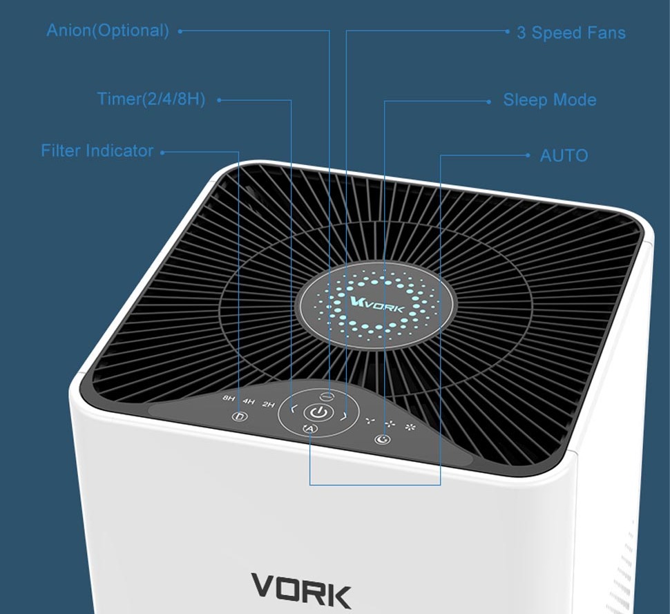 Air purifier touch panel